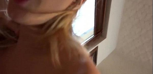  Blond Eurobabe flashes big tits and screwed for some money